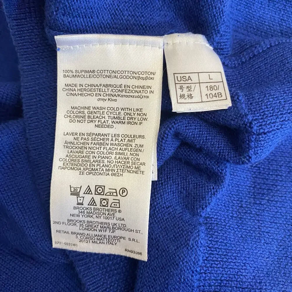 Brooks Brothers Men’s Blue Supima Cotton Knit Vest Size Large Business‎ Casual